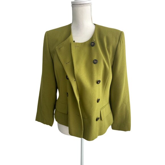 KASPER Olive Double Buttoned Blazer Size 8 - Picture 5 of 8